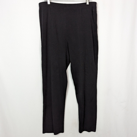 Exclusively Misook sz. XL 100% Acrylic Pants Elastic Waist Straight Legs Black - Picture 1 of 5